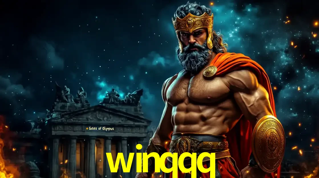 O poderoso Zeus do jogo de slot Gates of Olympus em frente ao seu templo, pronto para lançar multiplicadores divinos e prêmios épicos no cassino online winqqq.