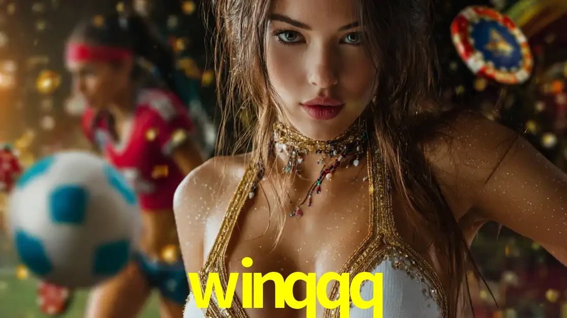 Mulher elegante representando a combinação de glamour e emoção das apostas esportivas, com uma jogadora de futebol ao fundo, destacando a ação no winqqq.